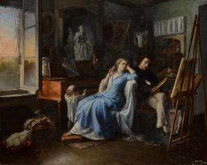 MAZEROLLE Alexis Joseph 1826-1889,L\’Atelier du peintre,1853,Sotheby's GB 2023-10-06