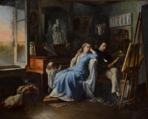 MAZEROLLE Alexis Joseph 1826-1889,L\’Atelier du peintre,1853,Sotheby's GB 2022-05-25