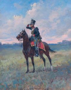 MAZUROVSKY VIKTOR VIKENTEVICH 1859-1923,Hussar on patrol,Sovcom RU 2010-09-16