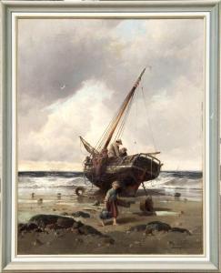 MAZZELLA Jean,Navire sur la plage à marée basse,1881,Cannes encheres, Appay-Debussy FR 2017-10-14