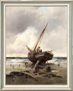 MAZZELLA Jean,Navire sur la plage à marée basse,1881,Cannes encheres, Appay-Debussy FR 2017-12-16