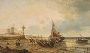 mazzetta J 1800-1800,The Coast at Scheveningen, Holland,1878,Ripley Auctions US 2010-08-21