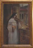 MAZZONETTI A 1910,Dreiviertelportrait einer Geige spielenden Nonne,1910,Reiner Dannenberg 2013-03-18