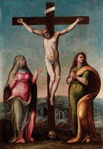 MAZZONI Giulio 1525-1618,Cristo in croce tra la Vergine e San Giovanni,1607,Finarte IT 2007-05-17