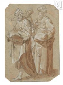 Mazzuchelli Pier Francesco 1571-1626,Deux hommes drapés en pied dont un tient un ,Millon & Associés 2023-11-23