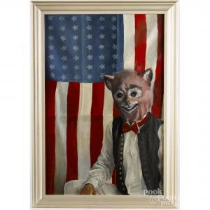 MC COY Ann Brelsford 1946,a gentleman with a fox mask,Pook & Pook US 2017-07-14