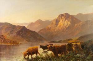 MC GREGOR G,Scottish Highland scene with cattle watering at a loch side,Capes Dunn GB 2021-09-21