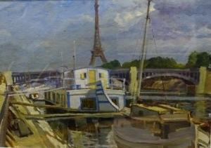 MC KENNA Conran Terence 1900,Houseboats on the Seine,Shapes Auctioneers & Valuers GB 2017-06-03