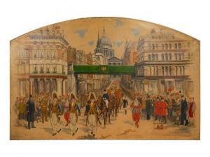 Mc Kie Helen 1889-1957,A Royal Procession Down Ludgate Circus,1945,Hindman US 2020-09-16