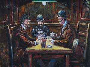 MC MULLEN BERNARD 1952-2015,Interior scene with three men sat at a table playi,Capes Dunn 2010-06-15