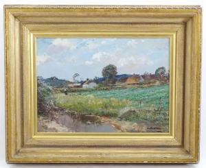 McADAM Walter,A river landscape with a figure and village beyond,Claydon Auctioneers 2022-08-28