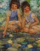 MCBROOM BRUCE 1939,Girls by a lily pond,1957,Burstow and Hewett GB 2008-12-17