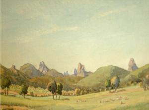 McBryde K. J,Country Landscape with Sheep,Mossgreen AU 2017-10-29