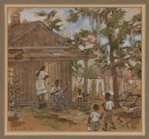 MCCOMB Mary Louise 1900-1900,Black Family in Front of Cabin,Brunk Auctions US 2010-09-11