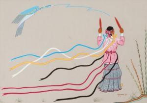 MCCOMBS SOLOMON 1913-1980,Creek Women Ribbon Dancers,1977,Heritage US 2012-11-10