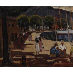 MCCONAHA Lawrence 1894-1962,Quai du Commerce, Papette, Tahiti,1930,Ripley Auctions US 2012-05-19