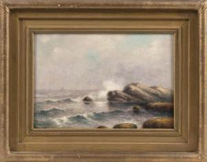 McCONNELL George 1852-1929,Waves crashing against the shore,1924,Eldred's US 2021-03-04