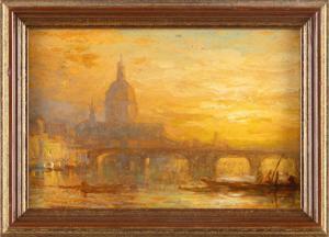 McCORD George Herbert 1848-1909,Continental cityscape with bridge and cathedral,Eldred's 2024-04-05