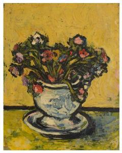 MCCRIRICK Sheila 1916-2001,Still life - vase of flowers against a yellow back,Mallams GB 2020-02-26