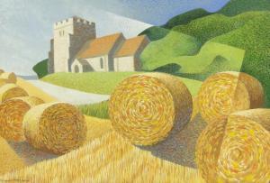 MCCRORIE Stuart,Harvest landscape near Hornsey Church,Burstow and Hewett GB 2013-08-28