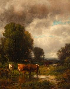 McDougal HART William 1823-1894,Cattle in a Landscape,1884,Hindman US 2023-10-26