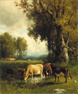 McDougal HART William 1823-1894,Cows in the Meadow,1878,Christie's GB 2001-06-13