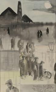 MCELROY Patrick 1923-2008,Railway Drawing, Men Leaving C&R Works,1978,Adams IE 2021-12-08