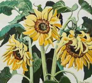 McFARLANE Shona 1929-2001,Three Sunflowers,Webb's NZ 2023-10-09