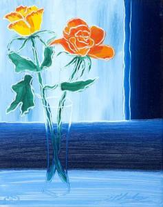 mcfarlane stephen,ORANGE & YELLOW ROSES ON A BLUE DAY,Ross's Auctioneers and values IE 2013-04-03
