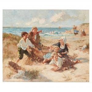 McGEEHAN Jessie M. 1872-1961,PLAYING WITH THE FISHING NETS,Lyon & Turnbull GB 2021-06-10