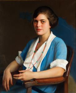 McGregor Paxton William 1869-1941,Portrait of a Young Woman in Blue,Shapiro Auctions US 2022-10-15