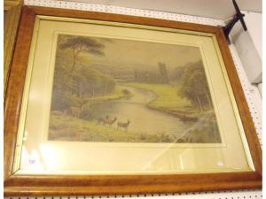 MCINTYRE,Fountains Abbey with deer and river landscape,Smiths of Newent Auctioneers GB 2016-06-10