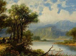 MCINTYRE J 1800-1900,Loch Scene with Mountains & Figures,5th Avenue Auctioneers ZA 2015-09-06