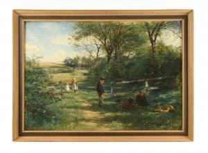 McKAY William Darling,Children on a country walk, with haymaking in the ,Cheffins 2021-06-30