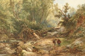 McKEWAN David Hall,Figure with donkey gathering wood in a riverside g,1868,John Nicholson 2020-12-07