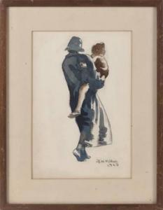 McLANE Jean 1878-1964,Woman carrying a child,1923,Eldred's US 2022-02-10