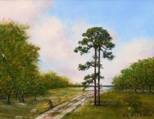 McLENDON Roy A 1938,Florida Highwaymen Orange Grove Landscape with Fig,Burchard US 2022-08-13