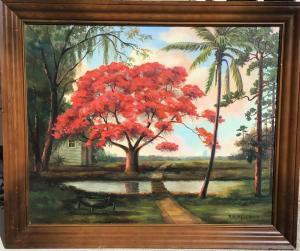 McLENDON Roy A 1938,Landscape with Royal Poinciana tree,Hood Bill & Sons US 2023-01-17