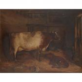 McLEOD John,STUDY OF A PRIZE COW AND CALF IN A STABLE INTERIOR,1848,Lyon & Turnbull 2021-05-19