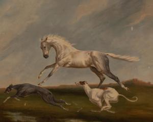 MCLEOD Juliet,Galloping Stallion and Two Greyhounds,1953,Simon Chorley Art & Antiques 2022-01-25