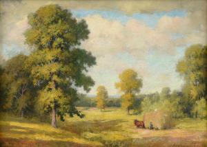 McMANUS James Goodwin 1882-1958,Haystack and Horses in Hockanum Meadows, Mas,1918,Simpson Galleries 2020-02-15