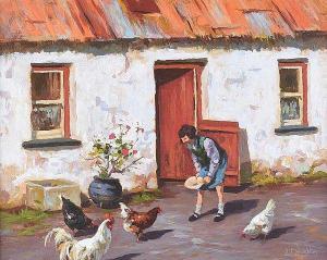 McNaughton Donal 1900-2000,FEEDING CHICKENS,Ross's Auctioneers and values IE 2020-01-29