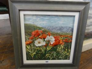 MCQUILTON Mitra,a mountainous landscape with red and white poppies,Wotton GB 2016-01-26