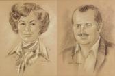 MEADOWS Catherine,a pair of portrait drawings of a lady and gentleman,1971,888auctions CA 2021-06-24