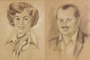 MEADOWS Catherine,a pair of portrait drawings of a lady and gentleman,1971,888auctions CA 2019-12-19