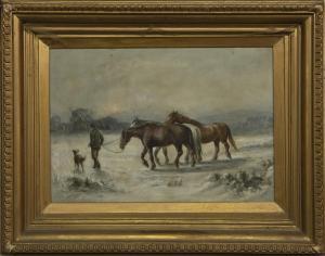 MEADOWS Christopher 1863-1947,HORSES IN A SNOW COVERED FIELD,McTear's GB 2021-08-11