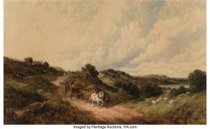 MEADOWS Edwin Long 1854-1901,Three-horse team transporting a blasted tree,1866,Heritage 2023-06-09