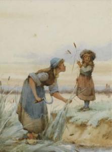 MEARNS A 1855-1864,-Woman with child collectingbulrushes,Clevedon Salerooms GB 2007-06-14