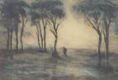 MEARS Gunner F. J 1890-1920,Solitary figure in a darkened landscape,Gardiner Houlgate GB 2020-07-16