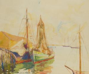 MEARS Henrietta Dunn 1877-1970,Sailboats in a harbor,John Moran Auctioneers US 2019-08-25